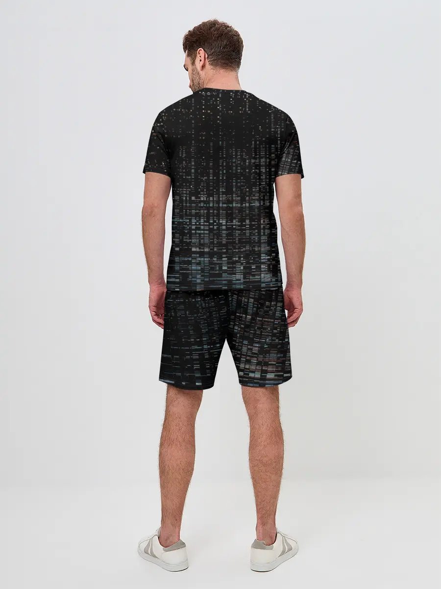 Мужской костюм с шортами / Глитч помехи ошибка текстура