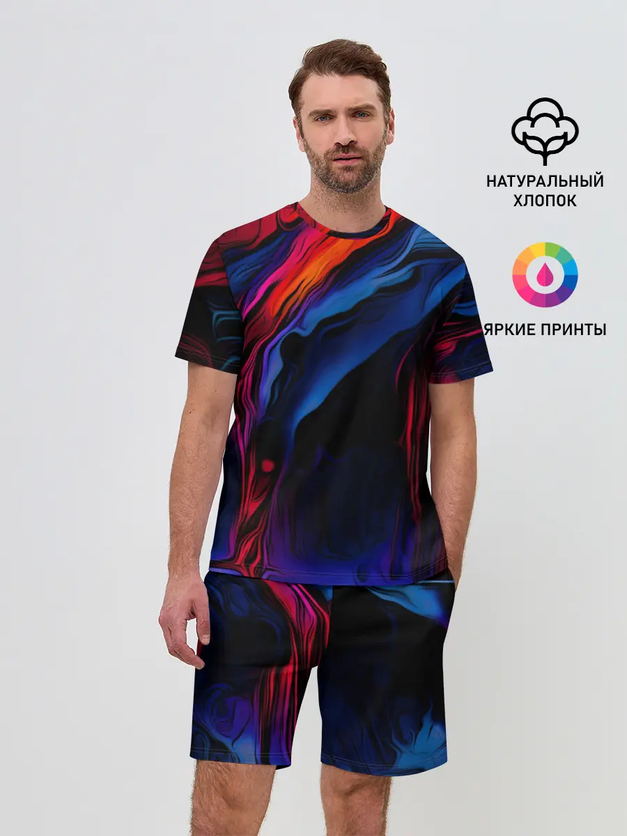 Мужской костюм с шортами / Красочный абстракт