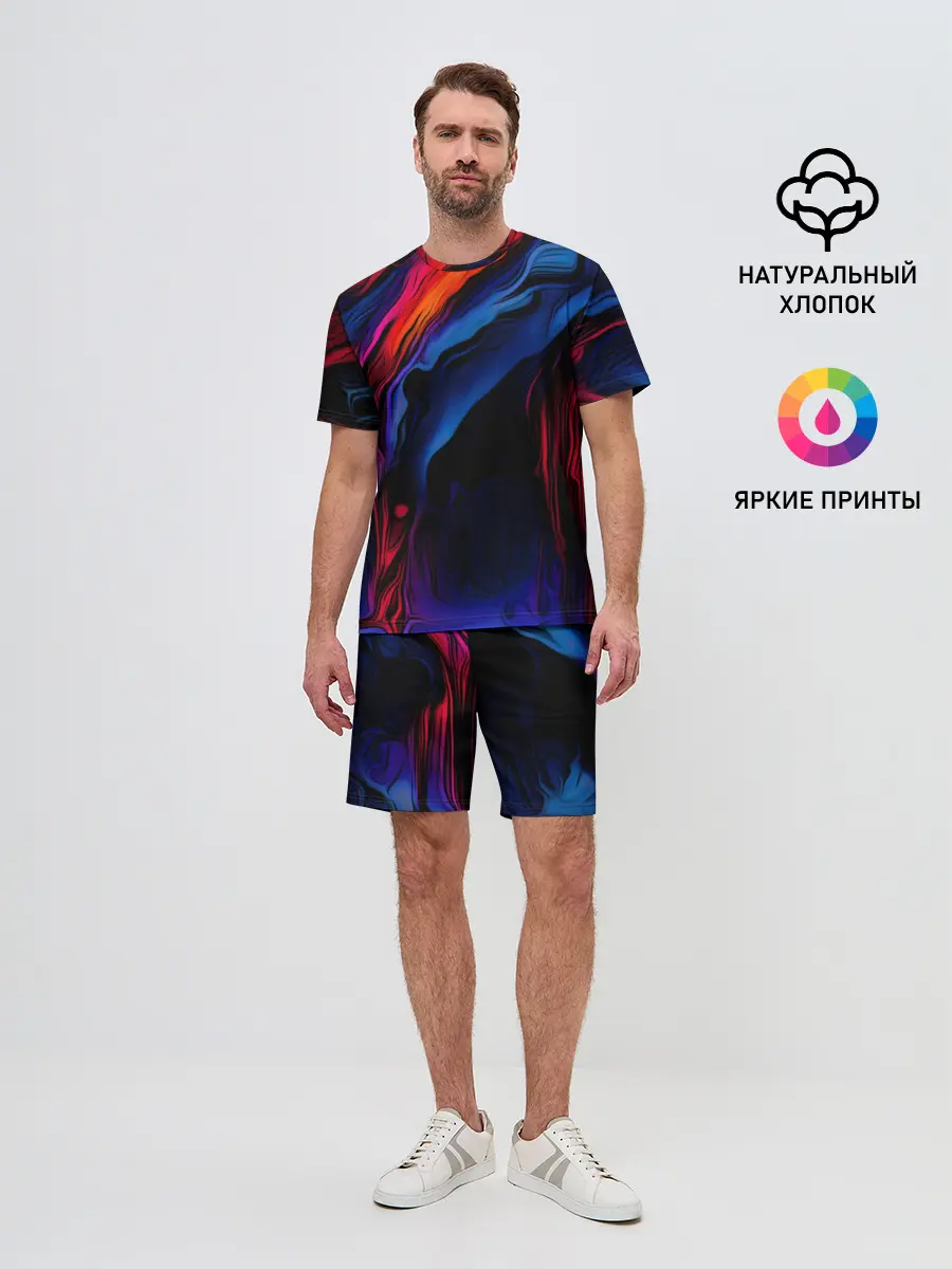 Мужской костюм с шортами / Красочный абстракт