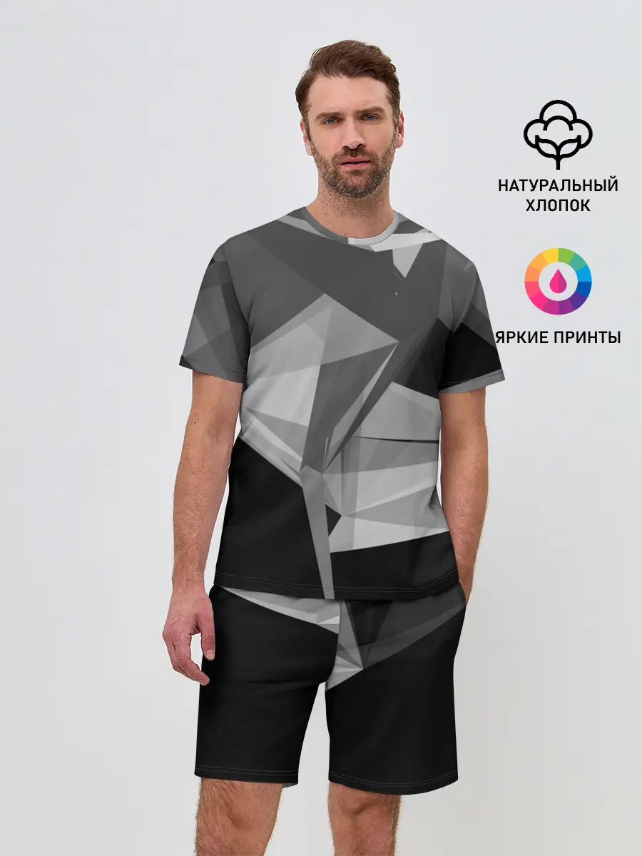 Мужской костюм с шортами / Camo - Black & White