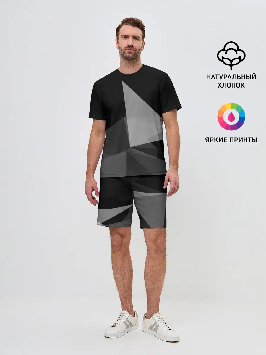 Мужской костюм с шортами / Camo - Black & White