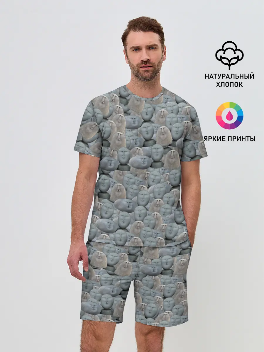 Мужской костюм с шортами / Каменные лица 3D МЕМ 2020