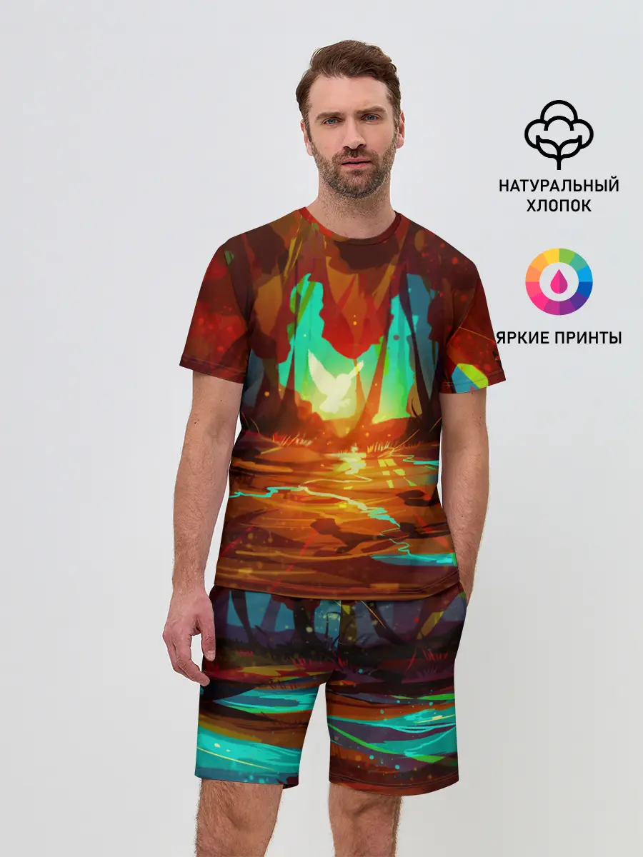 Мужской костюм с шортами / Птица света в волшебном лесу