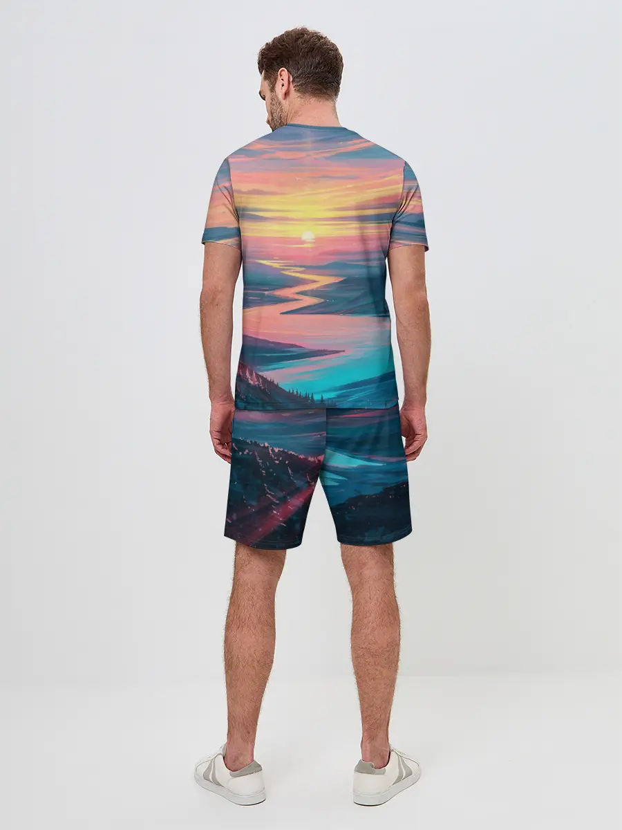 Мужской костюм с шортами / Извилистая река закат природа