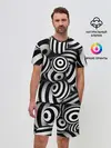 Мужской костюм с шортами / Полосатые 3D круги