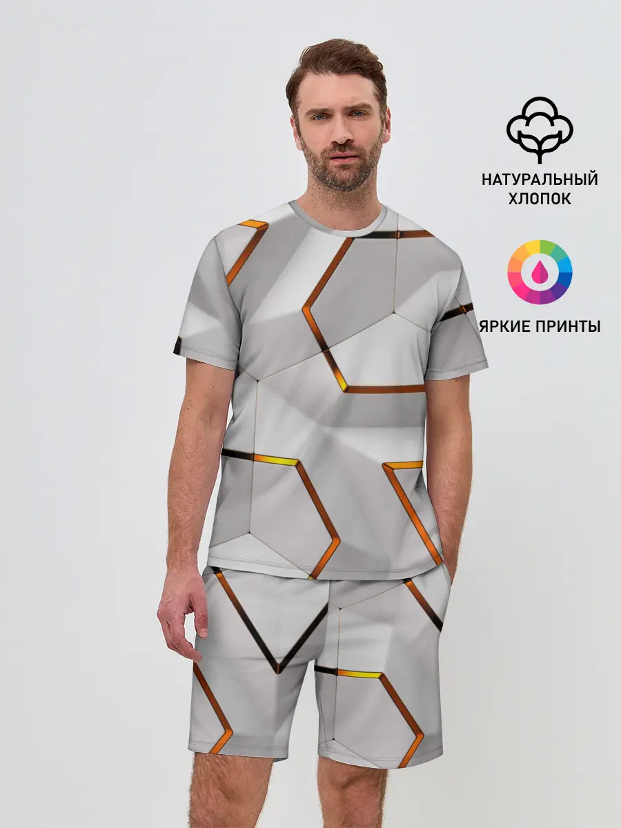 Мужской костюм с шортами / 3D абстракция Iron