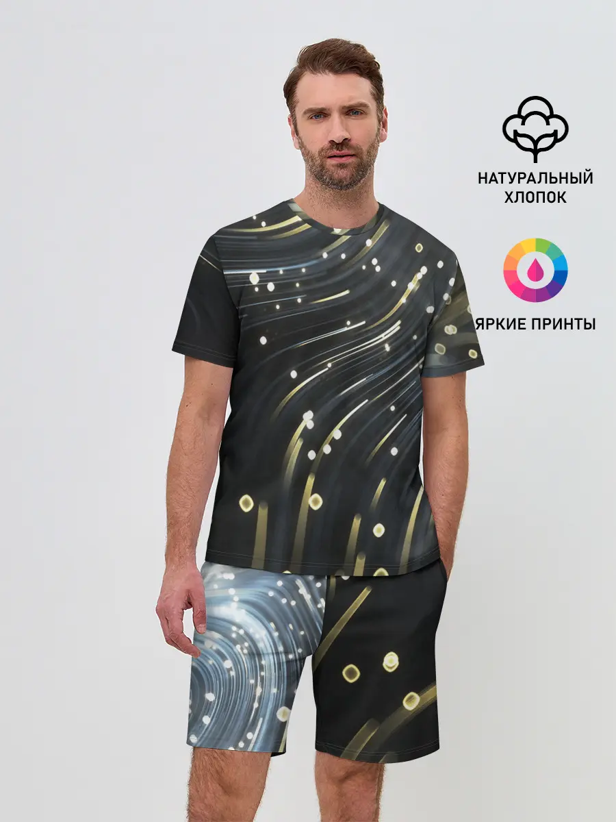 Мужской костюм с шортами / Абстракция искры полосы боке