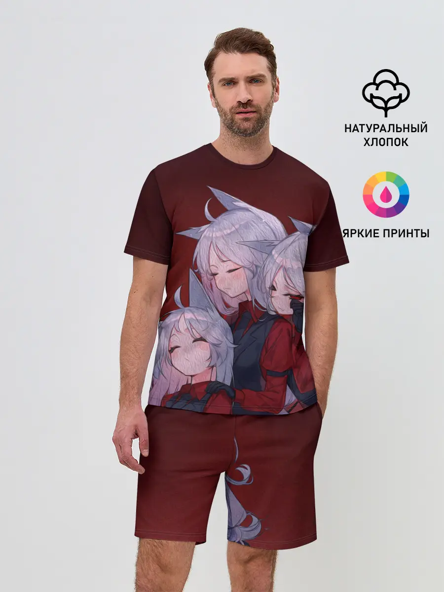 Мужской костюм с шортами / Cerberus обнимаются втроем Helltaker