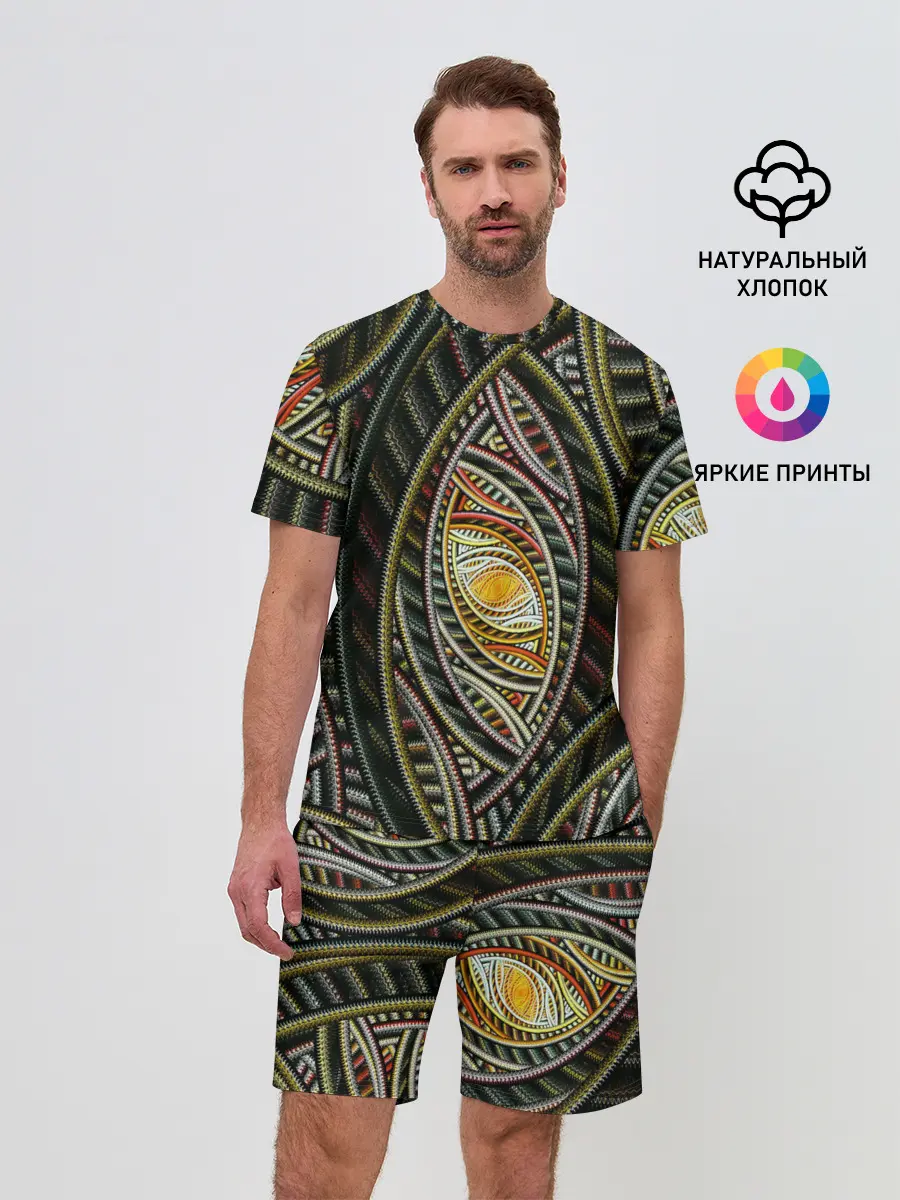 Мужской костюм с шортами / Абстракция глаз узор линии