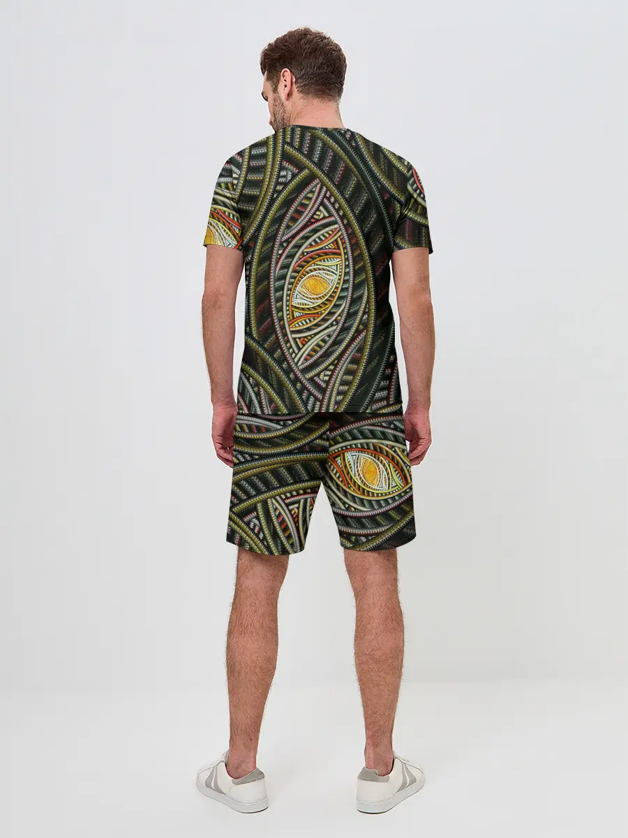 Мужской костюм с шортами / Абстракция глаз узор линии