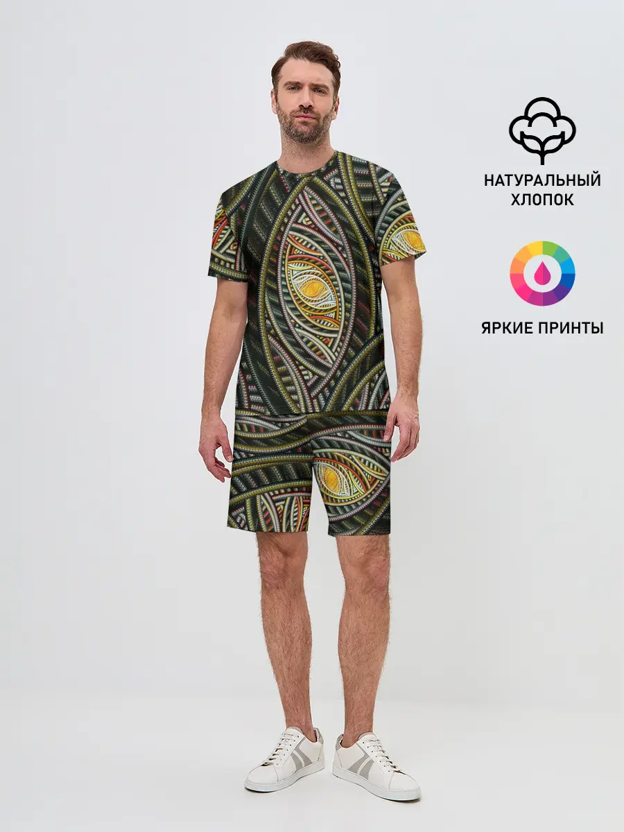 Мужской костюм с шортами / Абстракция глаз узор линии