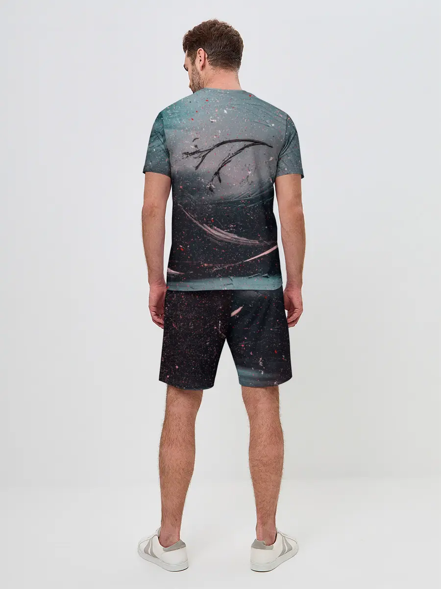 Мужской костюм с шортами / Абстракция краска разводы кап