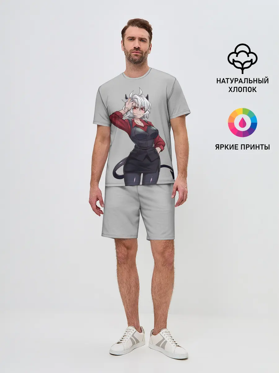 Мужской костюм с шортами / Malina рука на голове Helltaker