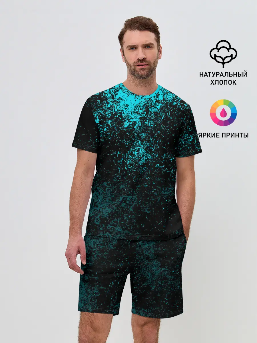 Мужской костюм с шортами / БРЫЗГИ-КРАСОК НЕОН