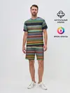 Мужской костюм с шортами / РАзноцыетные линии полосы хаос