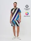 Мужской костюм с шортами / Косые линии полосы крупные