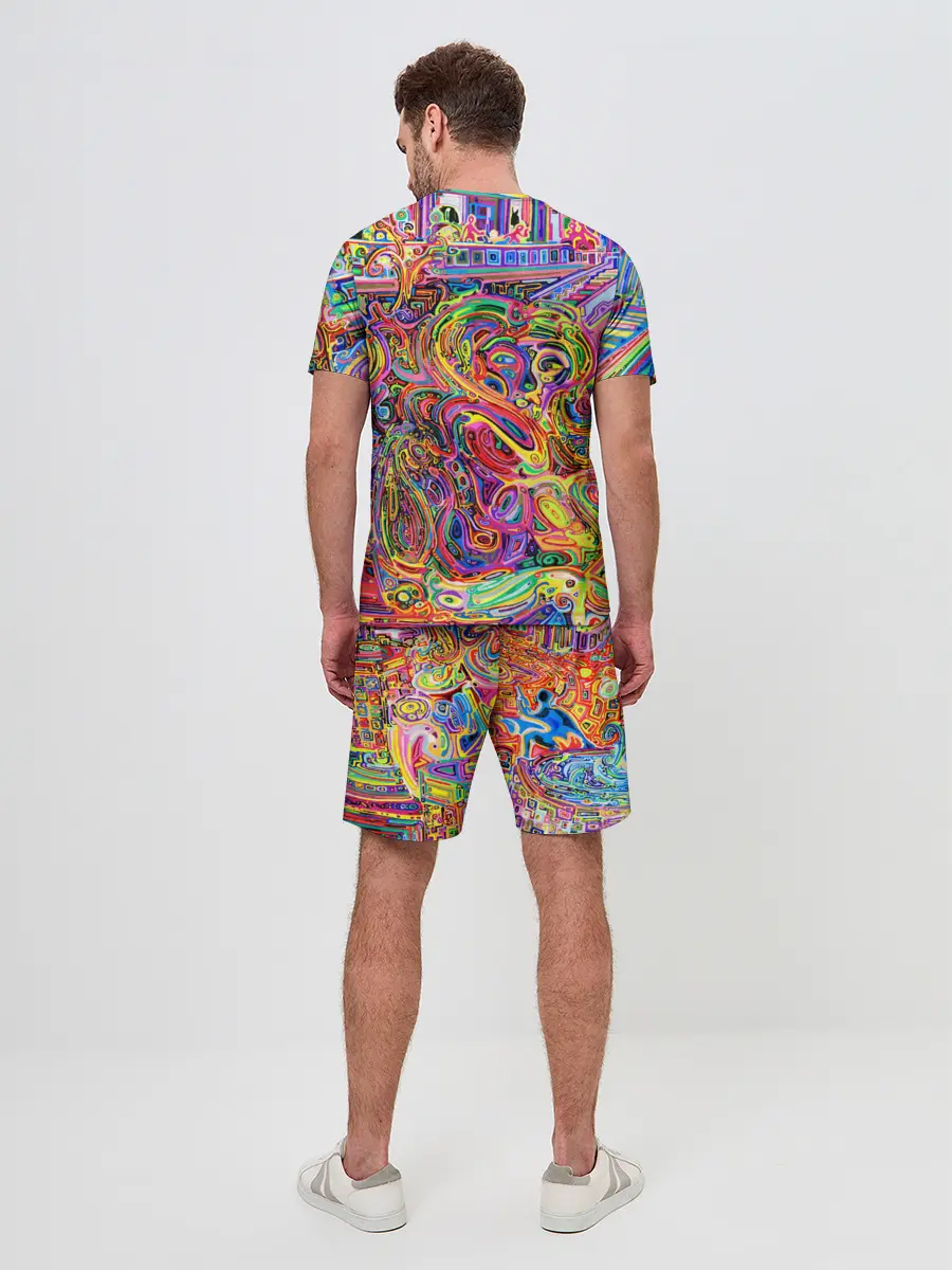 Мужской костюм с шортами / НЕОНОВЫЕ ЛИНИИ / АБСТРАКЦИЯ