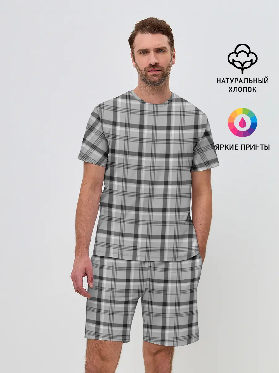 Мужской костюм с шортами / Черная клеточка