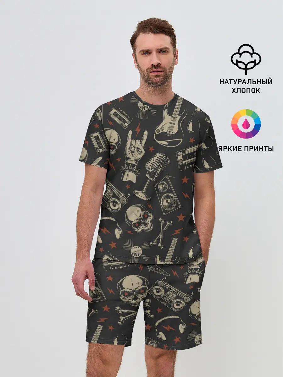 Мужской костюм с шортами / Spotify Рок Черепа