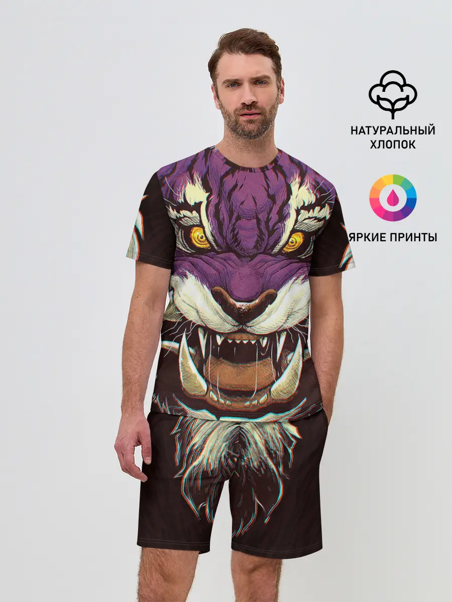 Мужской костюм с шортами / Маска тигра