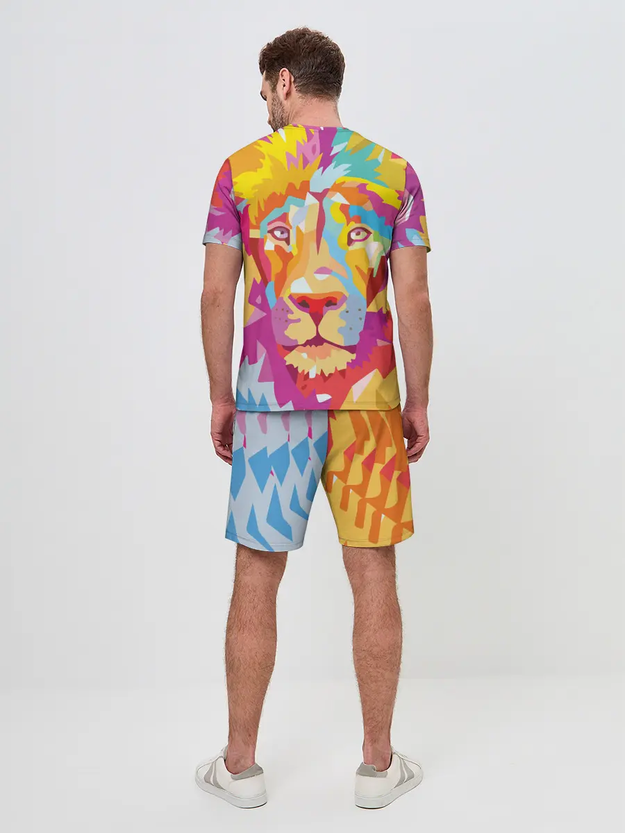 Мужской костюм с шортами / Акварельный лев