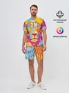 Мужской костюм с шортами / Акварельный лев