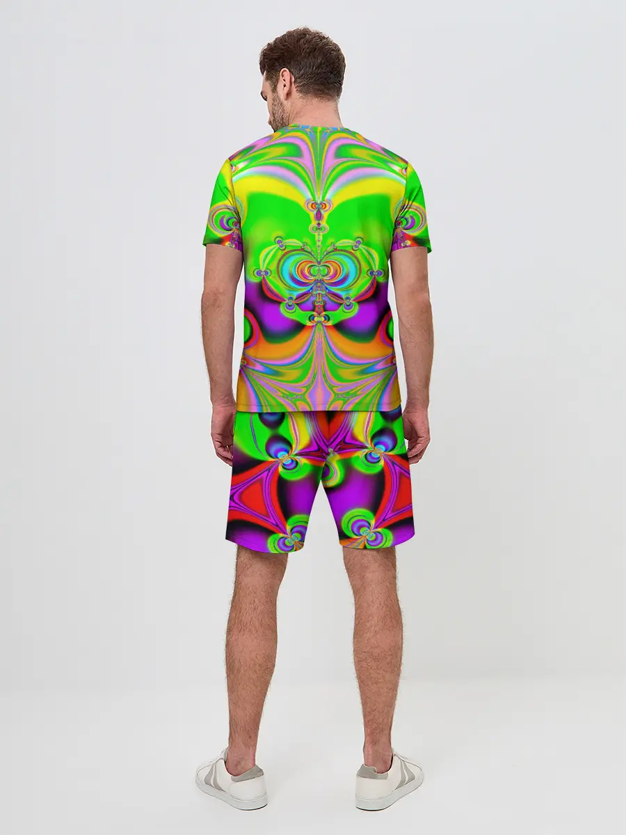 Мужской костюм с шортами / КИСЛОТНЫЙ ФРАКТАЛ ГЕОМЕТРИЯ