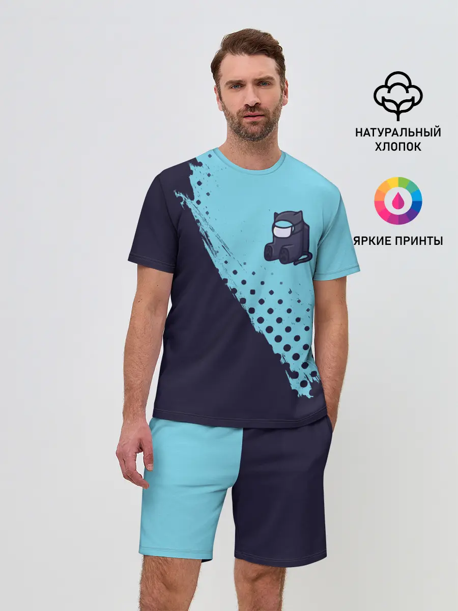 Мужской костюм с шортами / AMONG US - Черный Котик