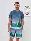 Мужской костюм с шортами / Снежинки в лесу