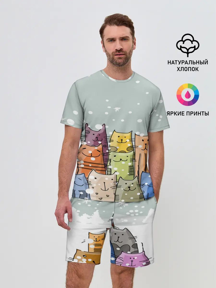 Мужской костюм с шортами / Котики