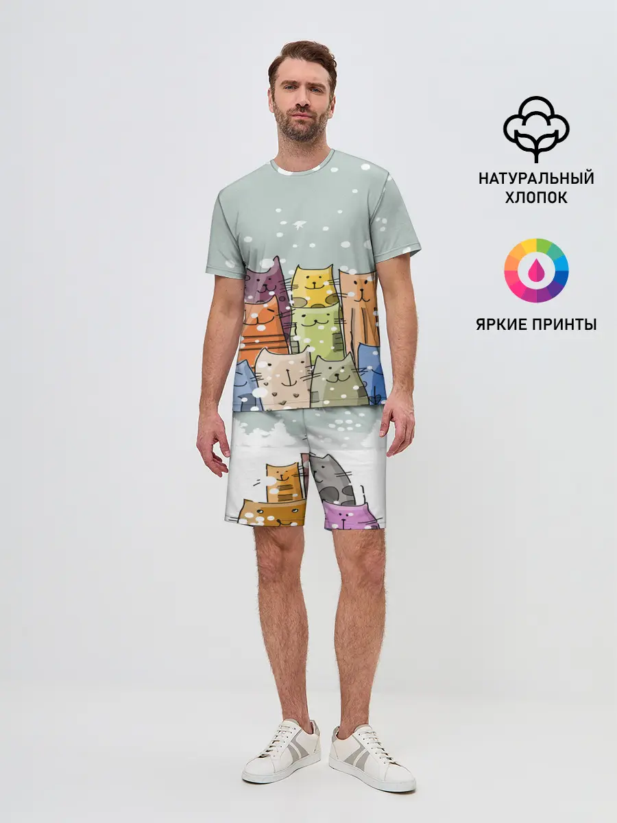 Мужской костюм с шортами / Котики