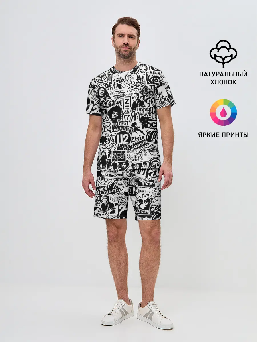 Мужской костюм с шортами / Rock Band Logos
