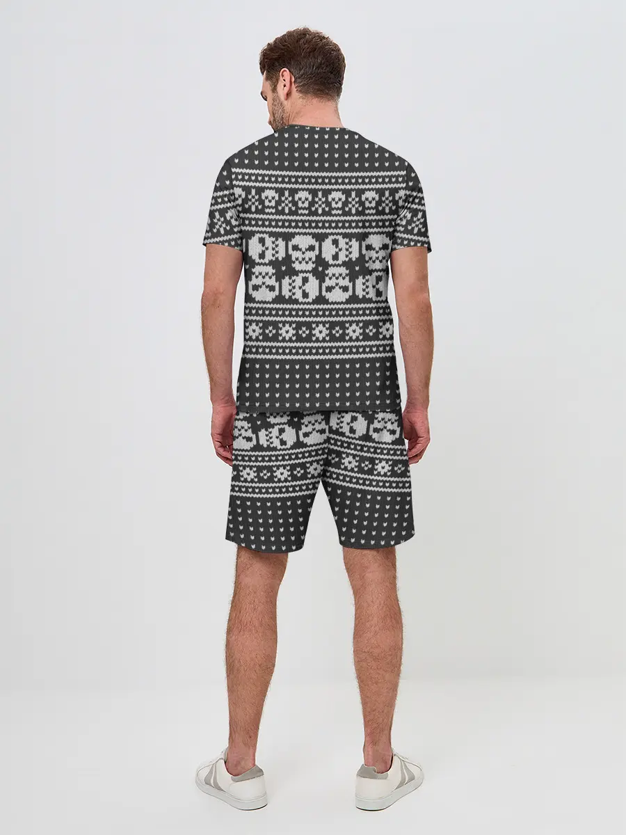 Мужской костюм с шортами / Свитер с черепами