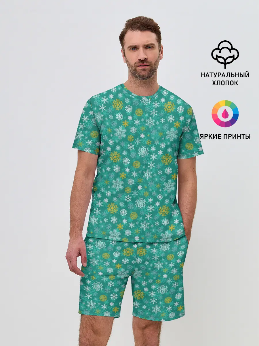 Мужской костюм с шортами / Снежинки
