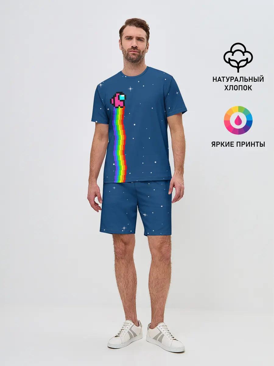 Мужской костюм с шортами / AMONG US - NYAN CREWMATE