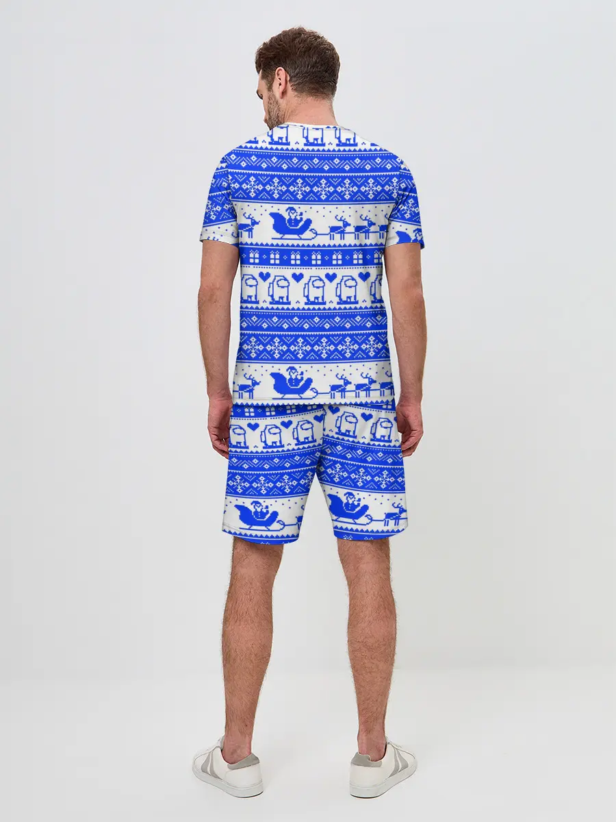 Мужской костюм с шортами / AMONG US НОВОГОДНИЙ УЗОР