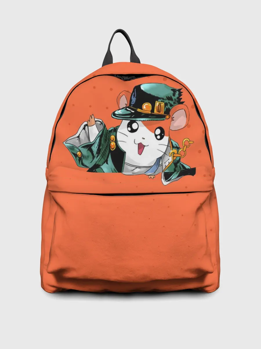 Рюкзак джинсовый / Джоджо хомяк на оранжевом