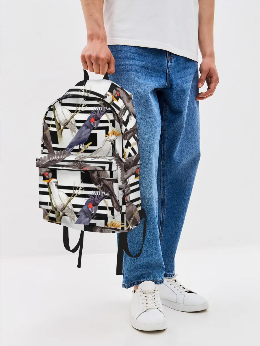 Рюкзак джинсовый / Попугаи какаду