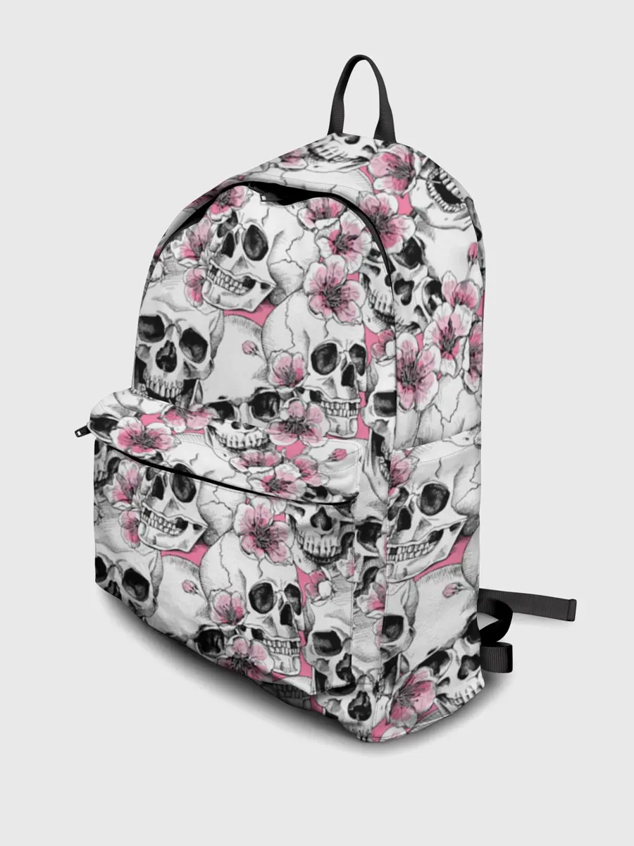 Рюкзак джинсовый / Черепа в цветах