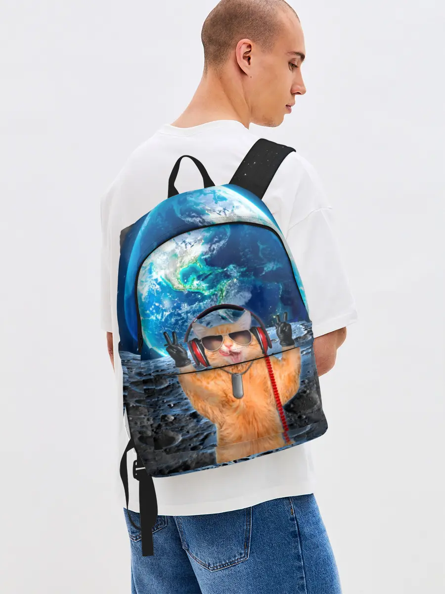 Рюкзак джинсовый / Кот на луне