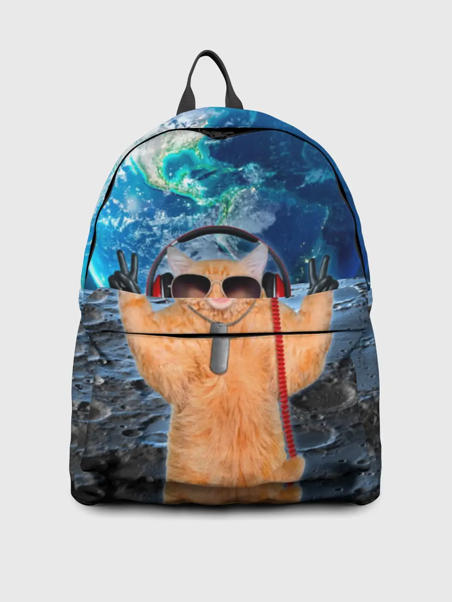 Рюкзак джинсовый / Кот на луне