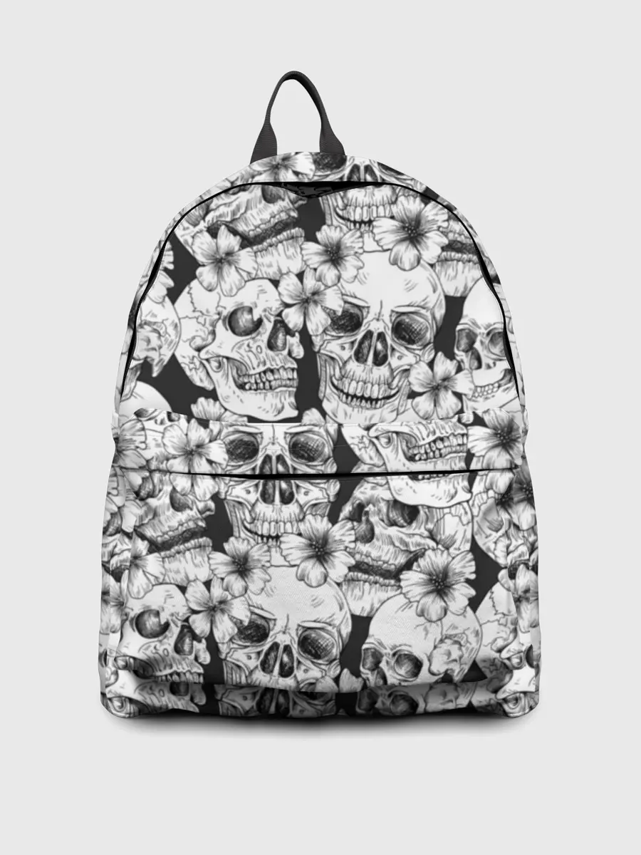 Рюкзак джинсовый / Черепа в цветах