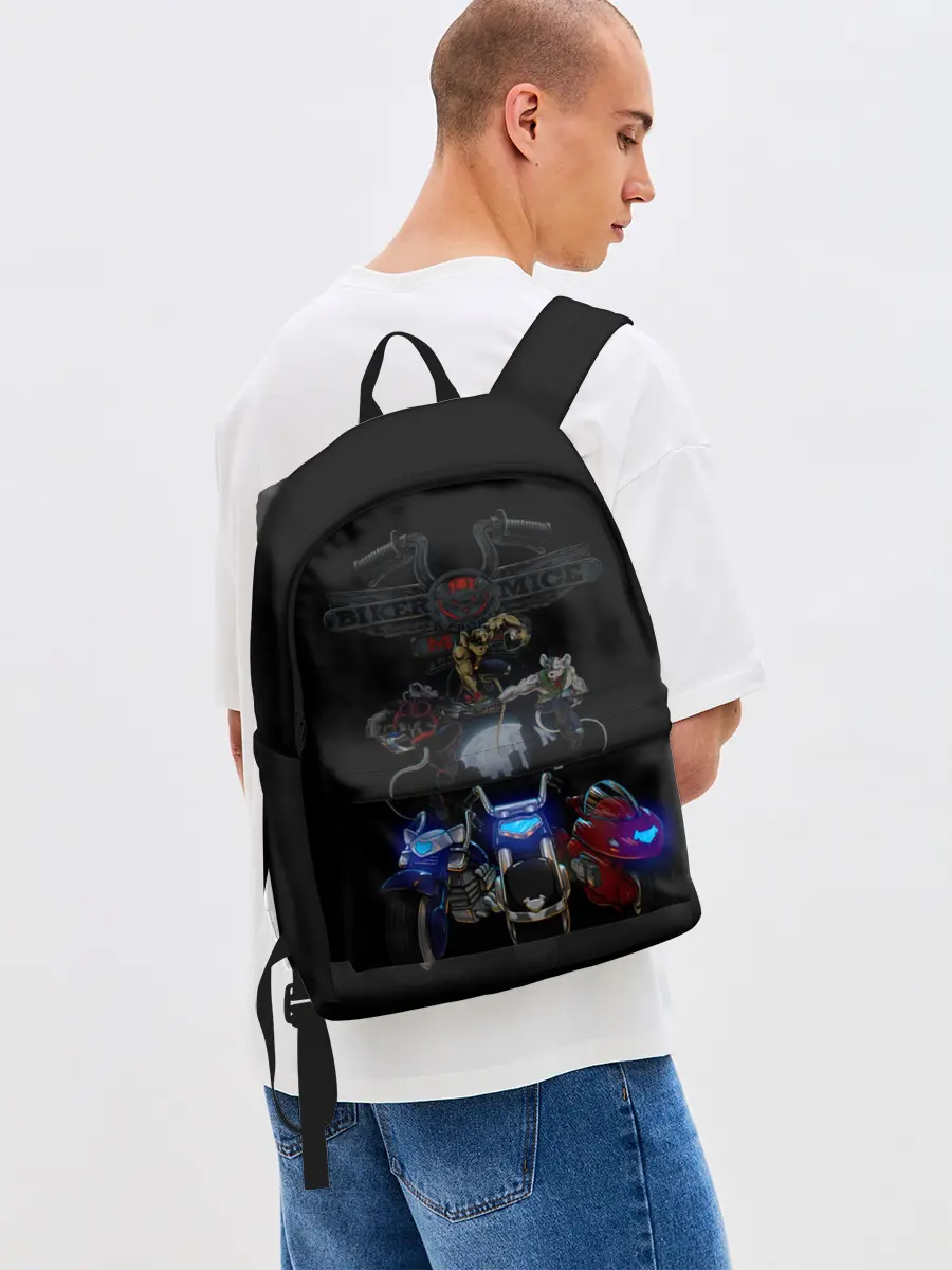 Рюкзак джинсовый / Мыши рокеры с марса / байкеры