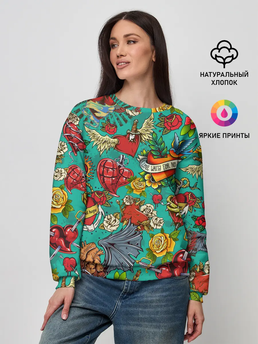 Женский свитшот / Дела сердечные tattoo