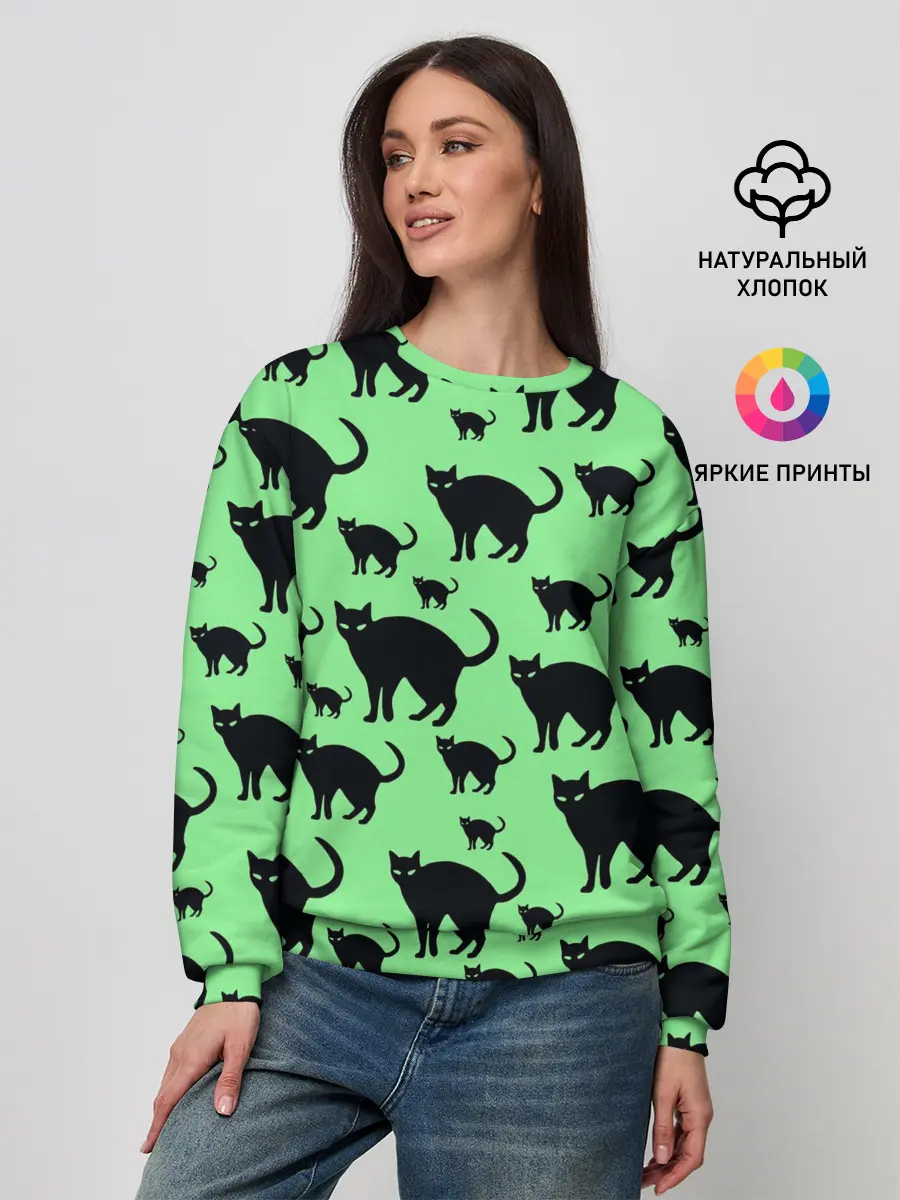 Женский свитшот / Кошачий фон
