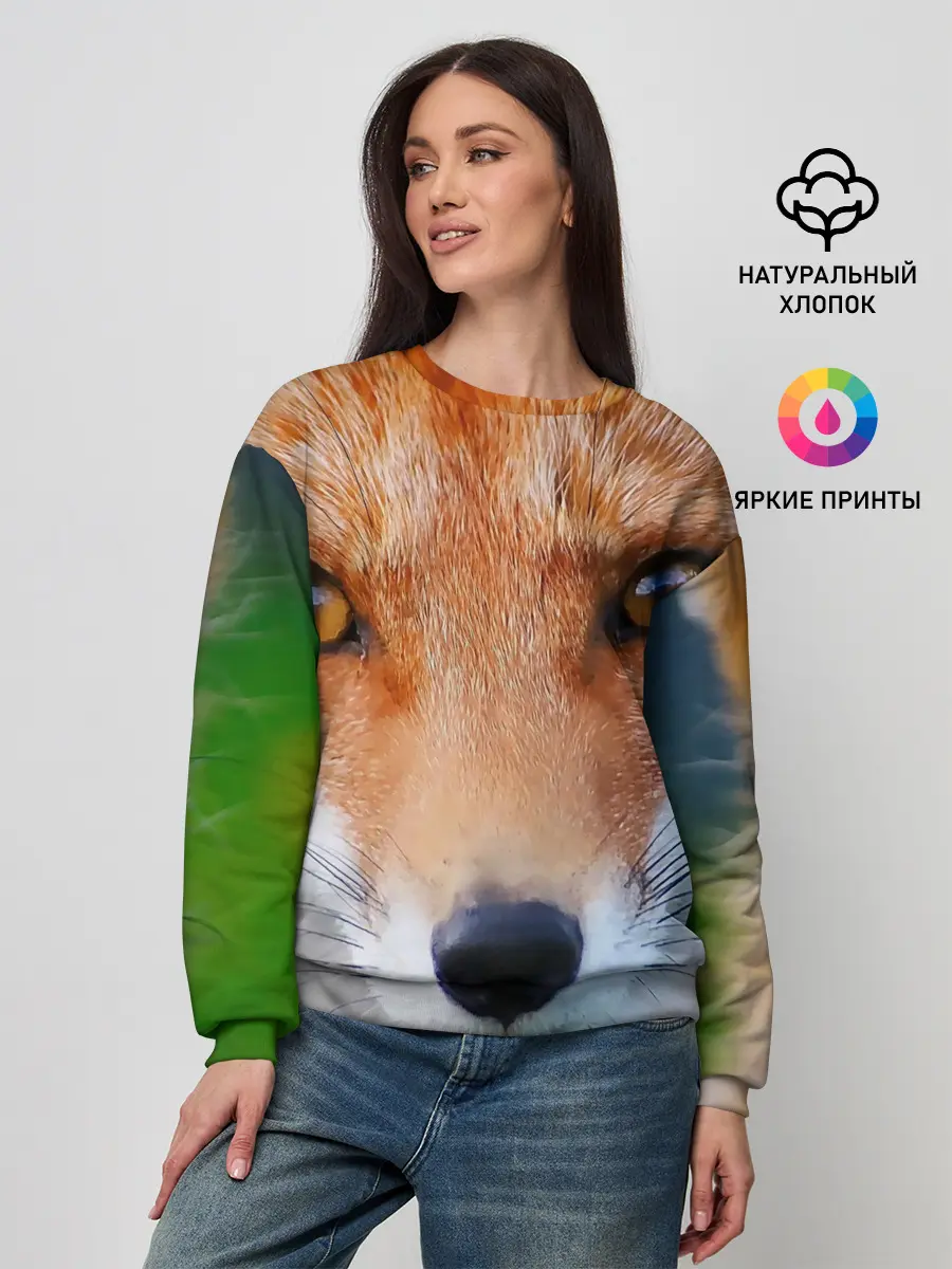 Женский свитшот / Крупно мордочка лисы