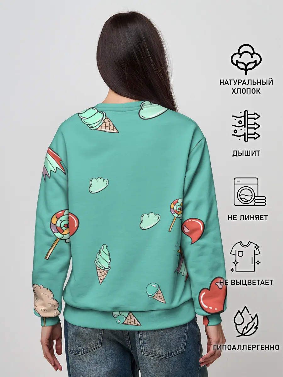 Женский свитшот / Единорог с мороженкой