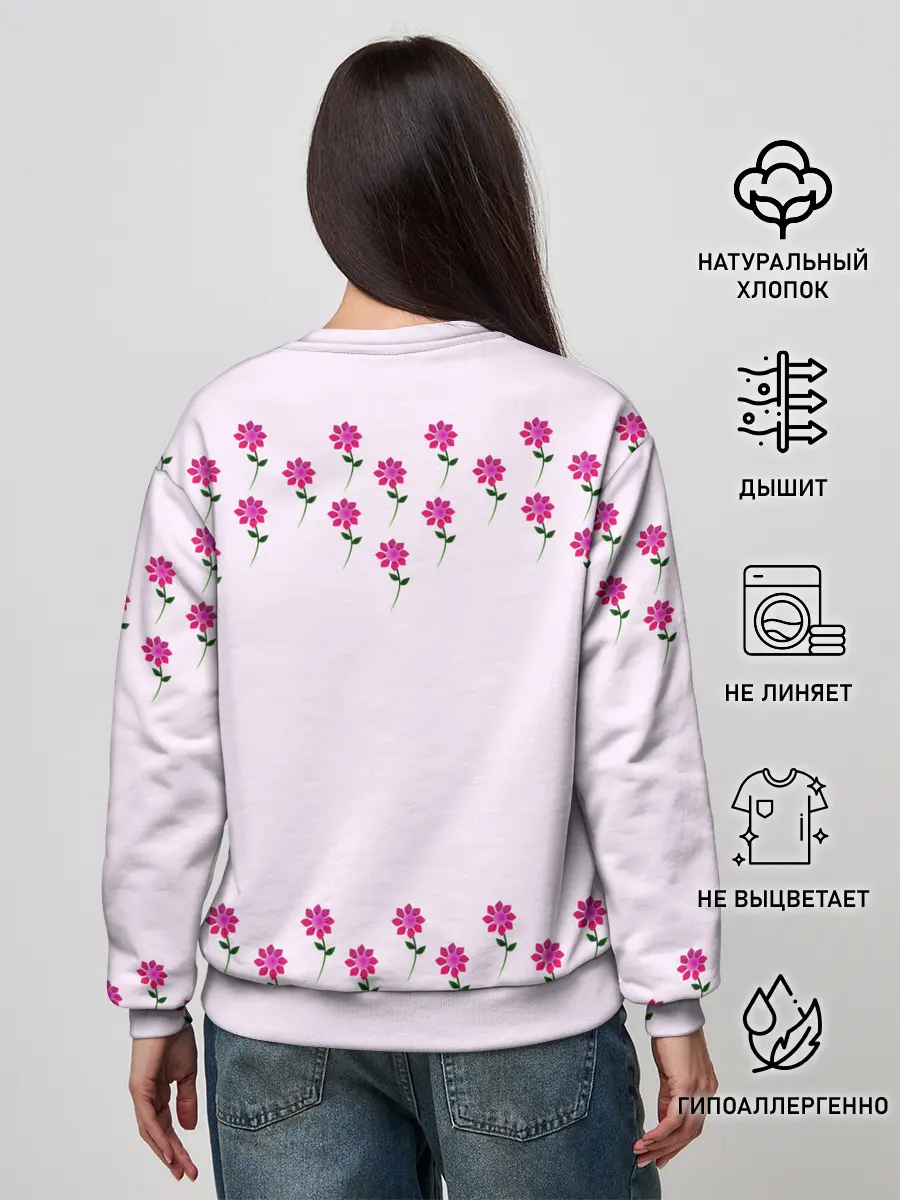 Женский свитшот / розовые цветы | pink flowers