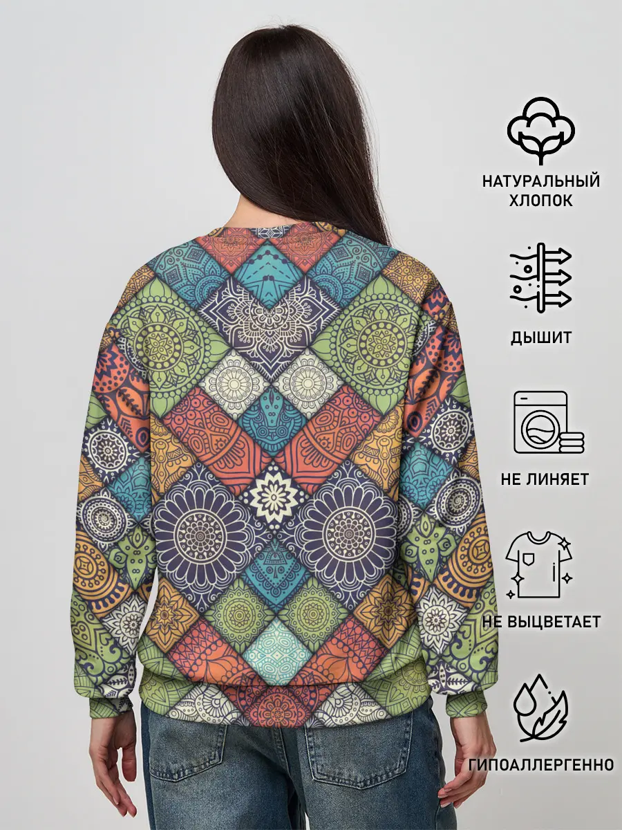 Женский свитшот / ЛОСКУТНАЯ ВЫШИВКА