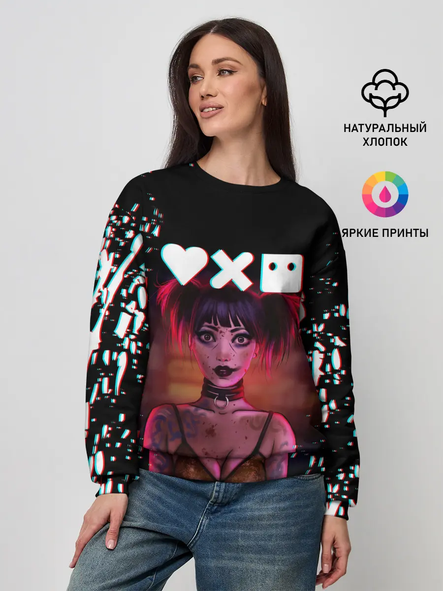 Женский свитшот / Love, Death and Robots | Lora Glitch